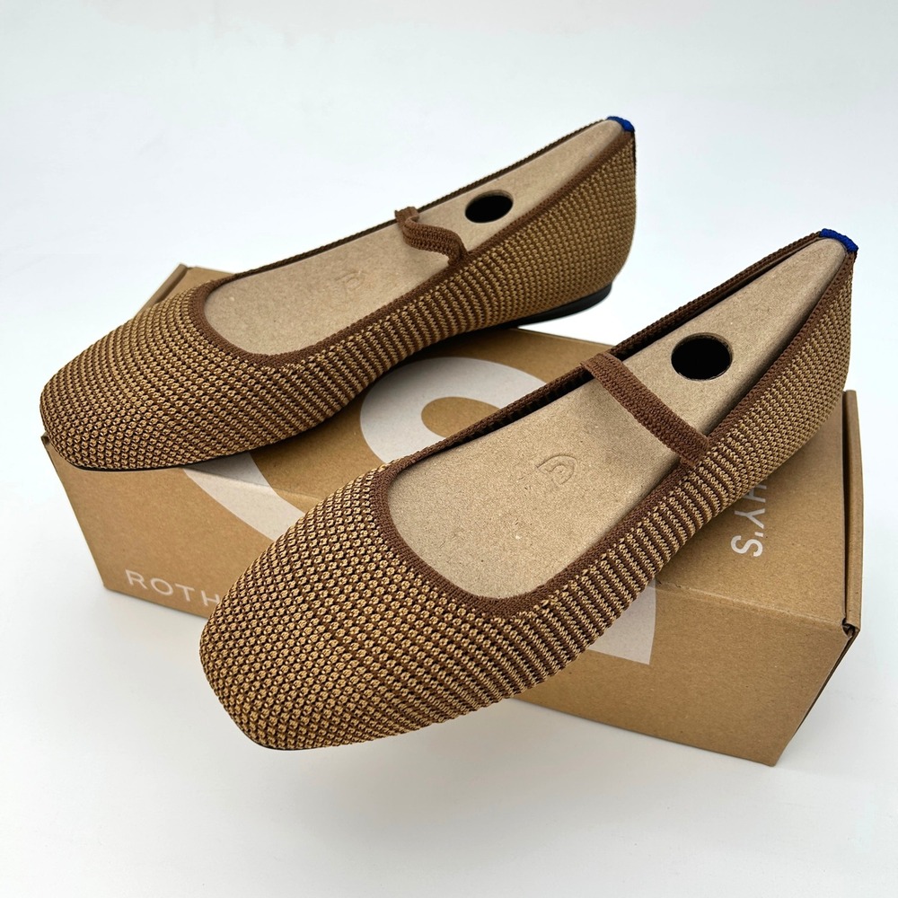 Rothy's The Max Square Mary Jane Womens Size 8 Brown Tan Sustainable Knit NEW - Picture 6 of 7